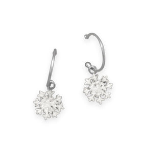 Glitter Snowflake Charm Earrings