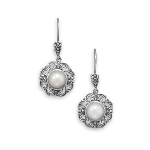 Ornate Cultured Freshwater Pearl Earrings