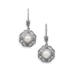 Ornate Cultured Freshwater Pearl Earrings