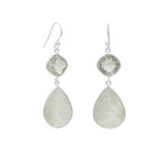 Green Amethyst and Prehnite Drop Earrings
