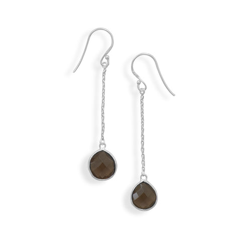Smoky Quartz Chain Drop Earrings