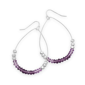 Pear Shape Purple Glass Bead Earrings