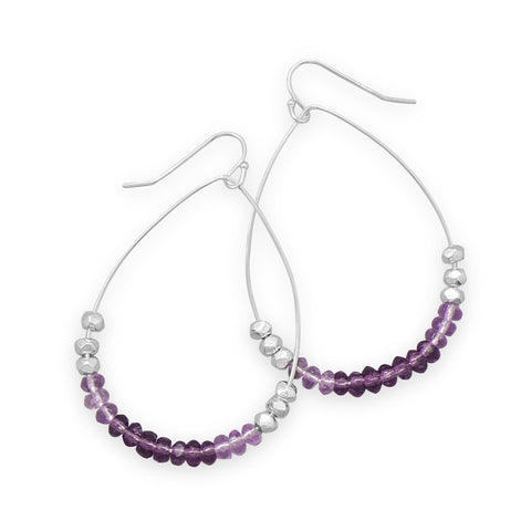 Pear Shape Purple Glass Bead Earrings
