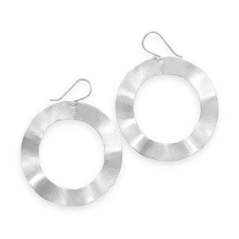 Wavy Brushed Circle Earrings