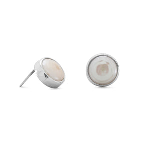Cultured Freshwater Coin Pearl Stud Earrings