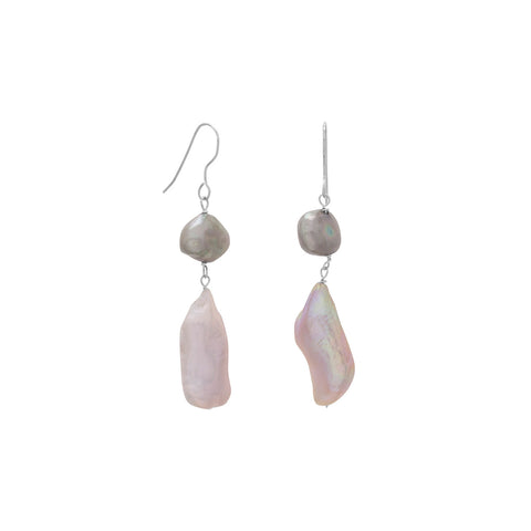 Potato and Baroque Cultured Freshwater Pearl Earrings