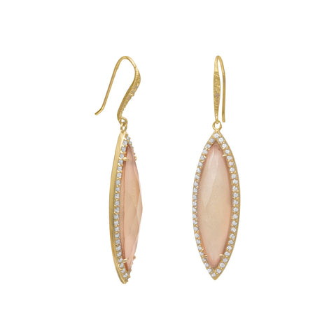 14 Karat Gold Plated Champagne CZ Earrings