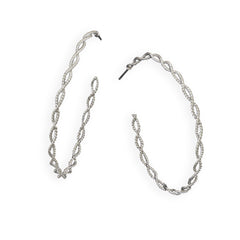 Rhodium Plated Double Twist Hoop Earrings
