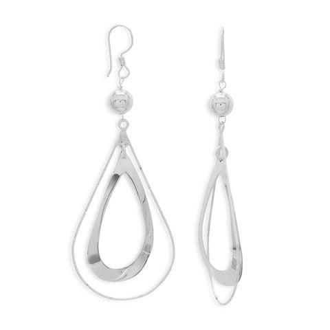 Bead and Double Pear Drop Earrings