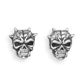 Oxidized Skull Stud Earrings