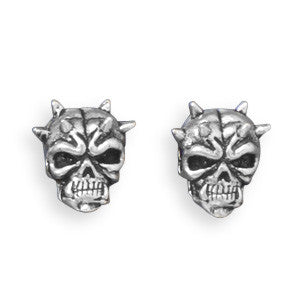 Oxidized Skull Stud Earrings