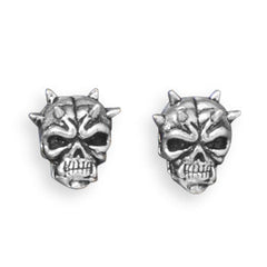 Oxidized Skull Stud Earrings