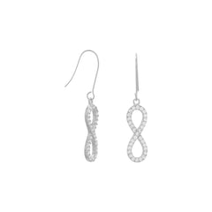 Rhodium Plated CZ Infinity Drop Earrings