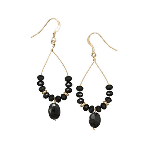 14/20 Gold Filled Black Spinel Drop Earrings