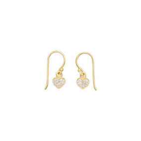 14 Karat Gold Plated CZ Heart Earrings