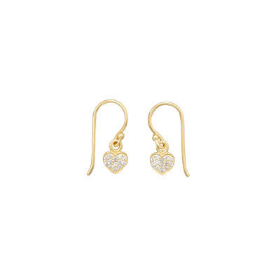14 Karat Gold Plated CZ Heart Earrings