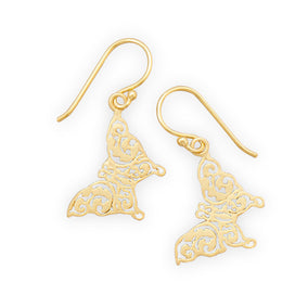14 Karat Gold Plated Delicate Butterfly Earrings