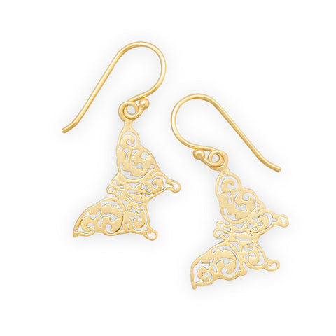 14 Karat Gold Plated Delicate Butterfly Earrings