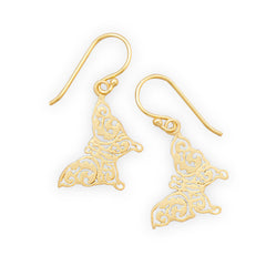 14 Karat Gold Plated Delicate Butterfly Earrings