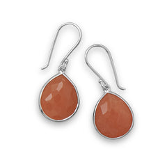 Pear Shape Freeform Faceted Orange Aventurine Earrings