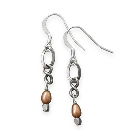 Oxidized Crazy Eights Pearl Drop Earrings