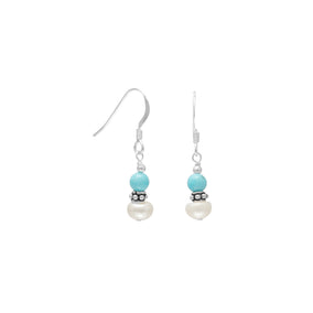 Handmade Drop Earrings with Pearls And Dyed Magnesite
