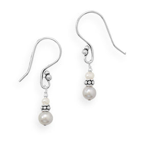 Handmade Elegant French Wire Earrings with Grey Pearls