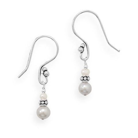 Handmade Elegant French Wire Earrings with Grey Pearls