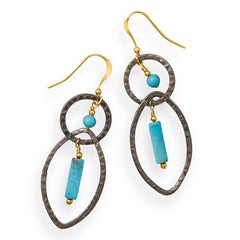 Handmade Two Tone Geometric Reconstituted Turquoise Earrings