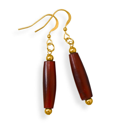 Handmade 14/20 Gold Filled Red Horn Earrings