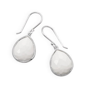 Pear Shape Freeform Faceted White Agate Earrings