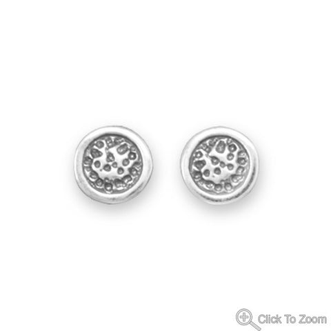 Oxidized Textured Round Earrings