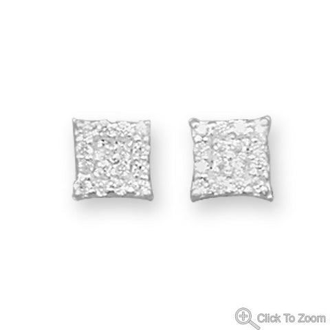Square Pave CZ Earrings