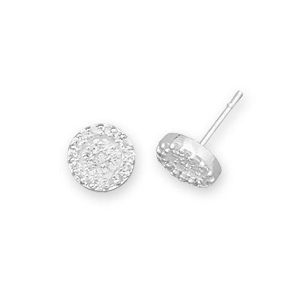 Round Pave CZ Earrings