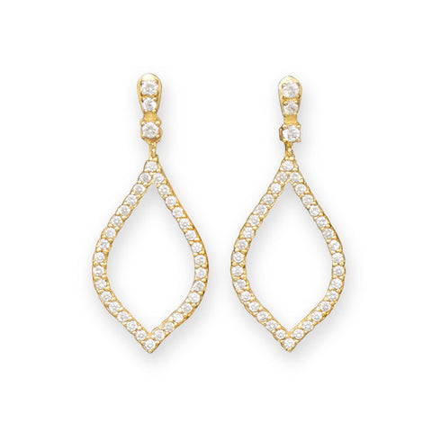 14 Karat Gold Plated CZ Marquise Drop Earrings