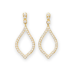 14 Karat Gold Plated CZ Marquise Drop Earrings