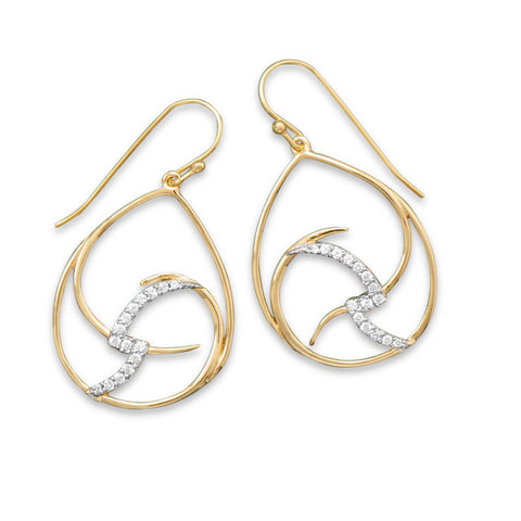 14 Karat Gold Plated Open Pear Drop Earrings