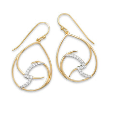 14 Karat Gold Plated Open Pear Drop Earrings