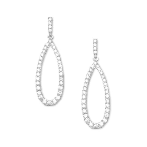 Rhodium Plated CZ Drop Earrings