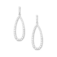 Rhodium Plated CZ Drop Earrings