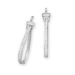 Rhodium Plated Pear Drop CZ Post Earrings