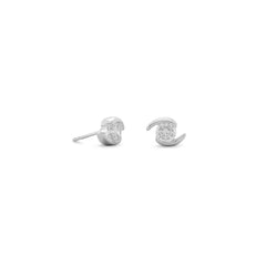 Rhodium Plated CZ Stud Earrings