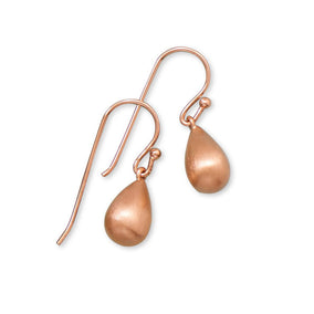 Brushed 14 Karat Rose Gold Plated Pear Drop Earrings