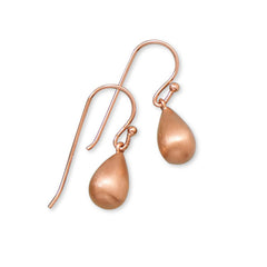 Brushed 14 Karat Rose Gold Plated Pear Drop Earrings