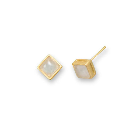 14 Karat Gold Plated White Jade Earrings