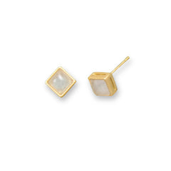 14 Karat Gold Plated White Jade Earrings