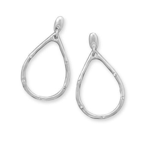 Oxidized Pear Drop Earrings with CZ Accents