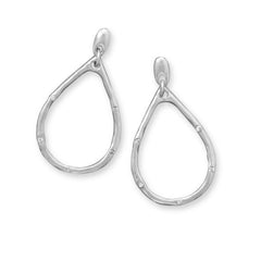 Oxidized Pear Drop Earrings with CZ Accents