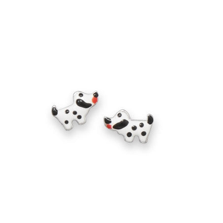 Rhodium Plated Puppy Dog Earrings