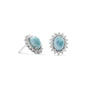 Rhodium Plated Larimar Earrings with CZs